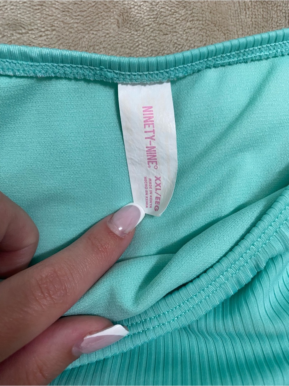 Ninety Turquoise Ribbed Triangle Bikini Set - Picture 4 of 4